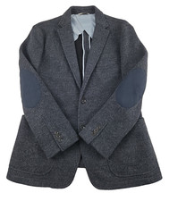 Banana Republic Heritage Mens Blazer Navy Wool Blend Size 42R Elbow Pad