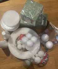 Lot of Styrofoam Assorted Shapes Green and White - balls, cones, blocks, ring