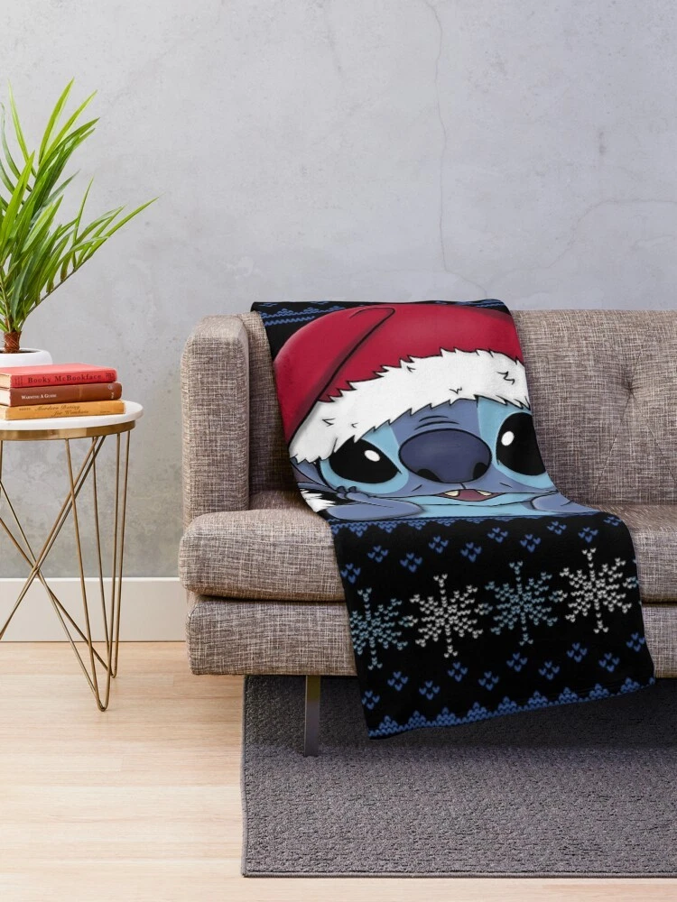 Disney Lilo And Stitch Christmas Stitch Ugly Cozy Fleece Blanket