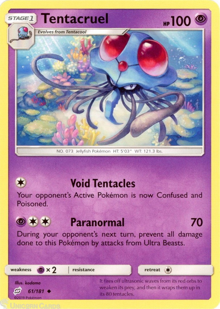 Tentacruel 61/181 : Uncommon Mint/Near Mint Pokemon Card : SM09: Team Up