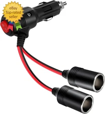 Herfair Car Cigarette Lighter Splitter,2-Socket Cigarette Lighter Adapter Extens