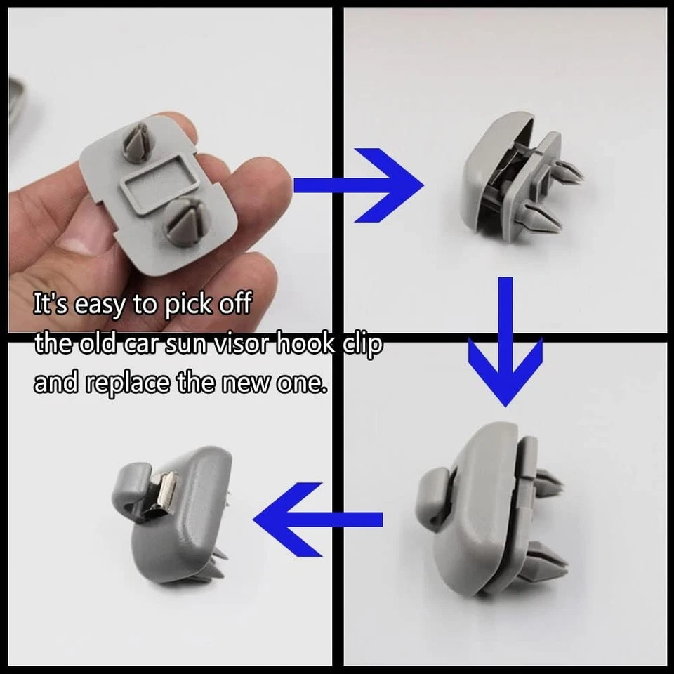 Grey 2Pcs Sun Visor Clips Fits For Audi A4 A5 A7 Q3 Q5 B6 B7 B8 S4 S5 8U0857562A Foto 3 de 4