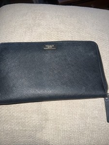 Kate Spade new york Black Zip-Around Oversized Wallet with Logo & Zipper Accent