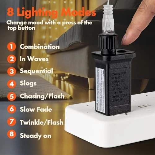  Window Curtain String Light Wedding Party Home Garden 300 LED *Warm white - Image 3 of 4