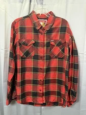Dixxon Flannel Shirt Mens XL Red Black Plaid Caballero Skateboard Button Up