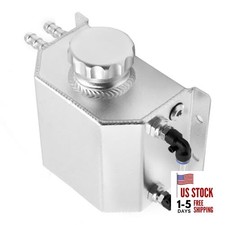 Silver Coolant Overflow Tank, Aluminum Radiator Tank, 1 L Universal Reservoir