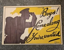 WWI, WW 1 ORIGINAL RECRUITING POSTER BOYS! COME ALONG YOU'RE WANTED PARIS,LONDON