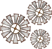 Wood Windmill Wall Decor Farmhouse Hanging Rustic Home Decor 3 Pcs