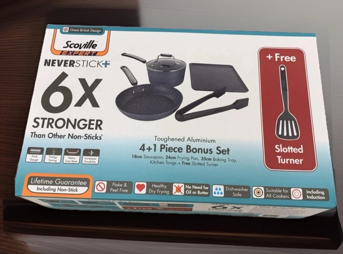 Scoville Neverstick+ 5 Piece Frying Pan Set Induction Gas Hob Non-Stick New