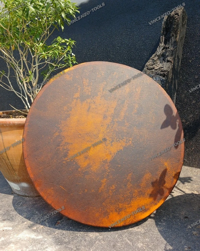 Tambor Chamánico Halcón Diseño Fuego Tabaco Teñido Piel de Búfalo Ceremonia Hecha a Mano Foto 3 de 3