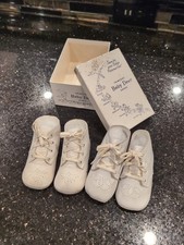 VTG Baby Deer Shoes Trimfoot Infant Creeper Shoes White Leather Orig Box