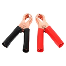 2pcs 50 Amp Battery Clips Alligator Test Clamps Lead Black & Red Heavy Duty