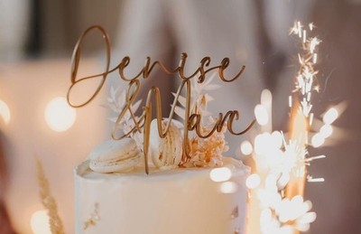 Caketopper - Hochzeit mit Wunschnamen   3D Schriftzug Tortenstecker Verlobung 