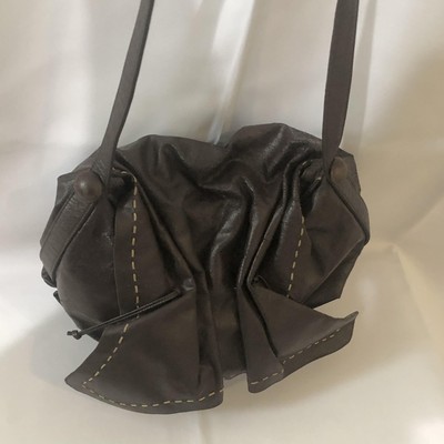 Fatto a Mano Carlo Falchi Leather Purse Shoulder Bag Womens Brown Handmade Hobo