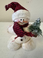 Standing Snowman holding Christmas Tree Decor