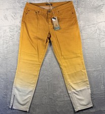 NWT Unique prAna Women's Low Rise Skinny Organic Cotton Ombre Jeans Yellow White