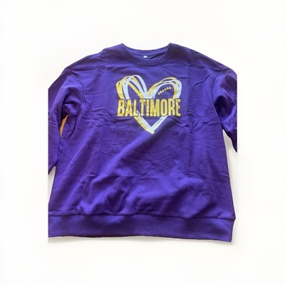 Baltimore Ravens Heart Football  Women's Sweatshirt Pullover New Large