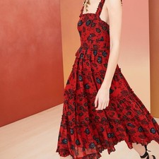 ULLA JOHNSON Adyna Sleeveless Midi Dress in Poppy Floral - Women's Size 10