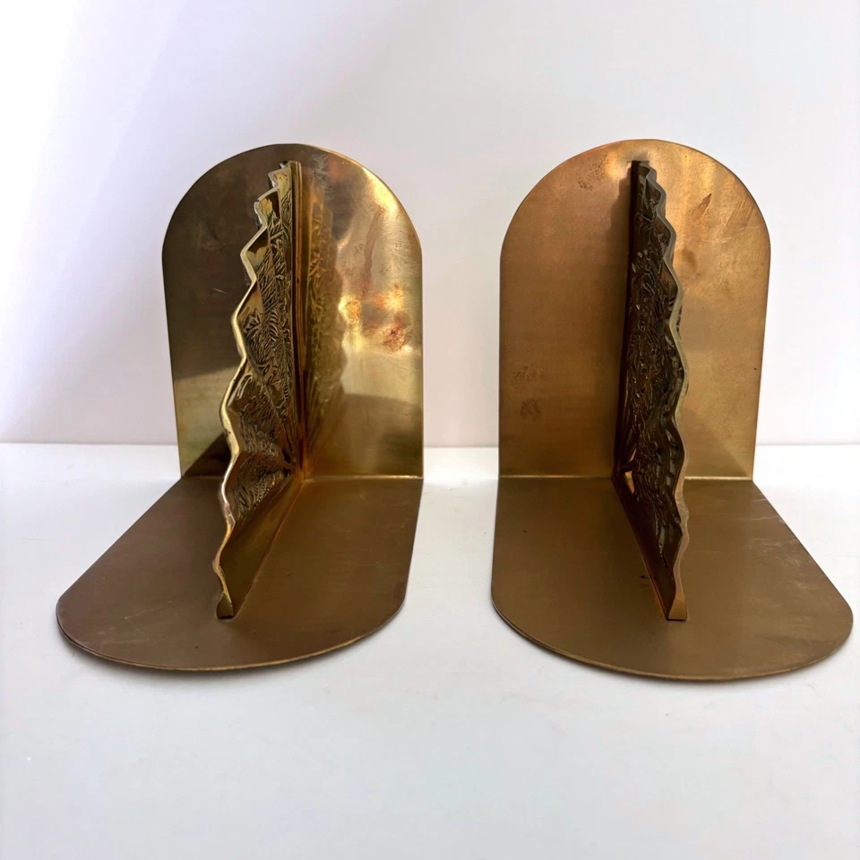 Sujetalibros MCM de colección de latón macizo abanico dragón fénix decoración asiática del viejo mundo Foto 4 de 4