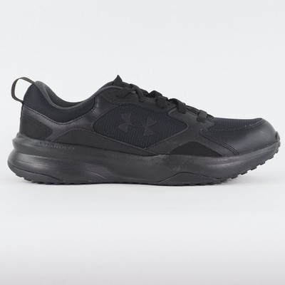 Herren Under Armour Charged Edge schwarz Leder Schnürschuhe Training Fitnessstudio Turnschuhe