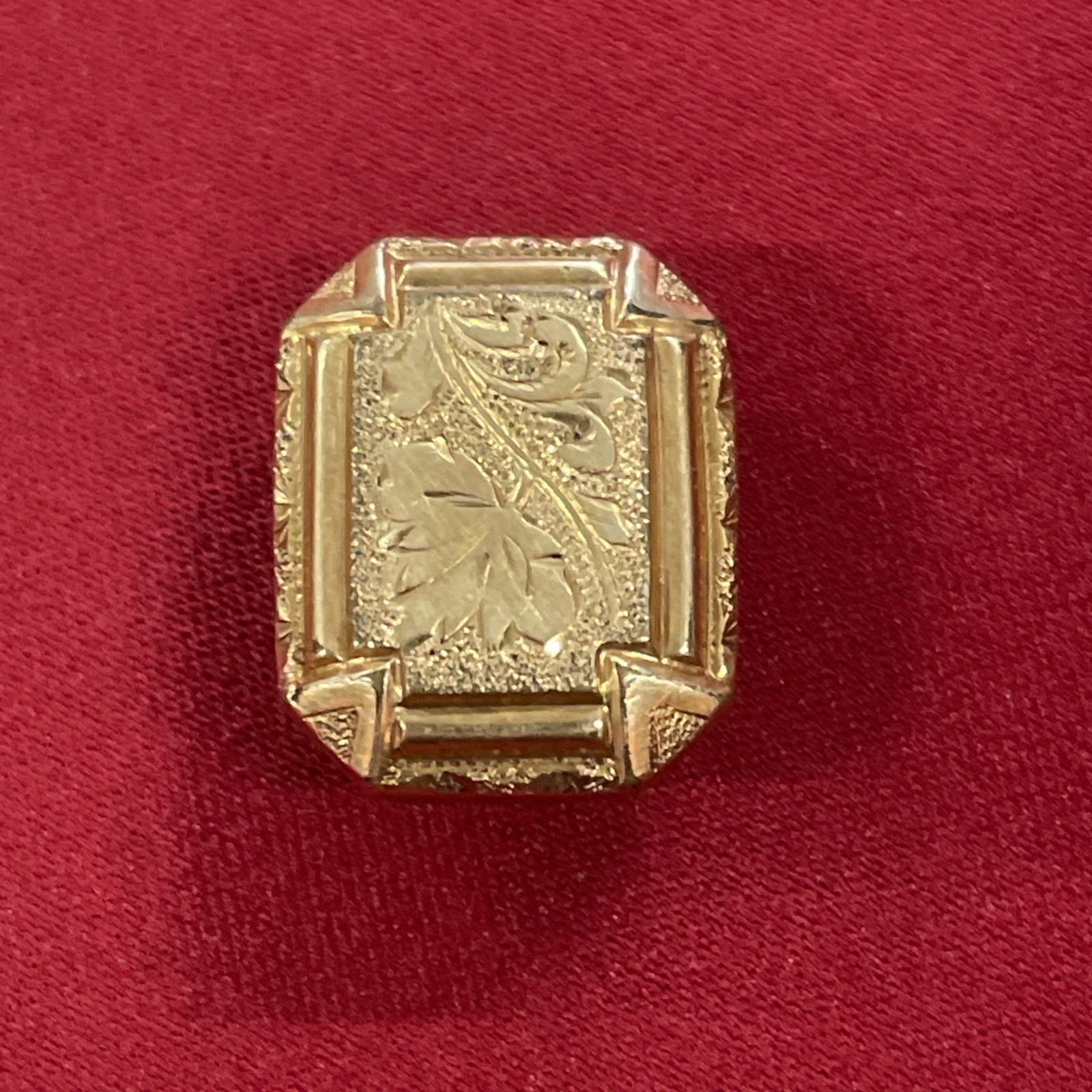 Gold Filled Vintage Rectangular Engraved Floral C… - image 1