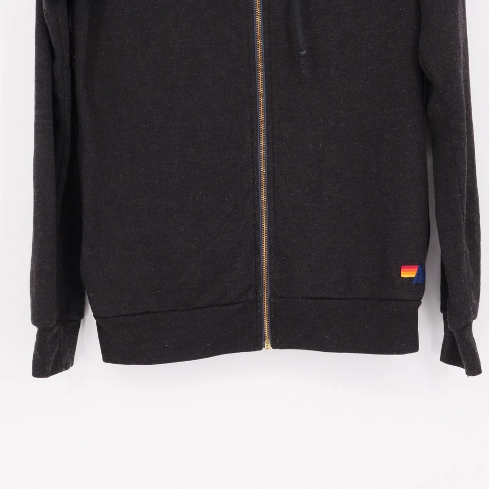 Sudadera con Capucha Aviator Nation Sunburst Cremallera Arco Iris Para Mujer Talla S Gris Carbón Informal Foto 2 de 4