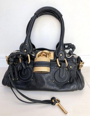 Chloe Mini Paddington Handbag Leather Black Padlock Used 101307 | eBay