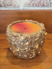 VTG 1970s SANDCAST Orange WAX CANDLE Hippie/BOHO Sand+Stones Candle NEW/Unused