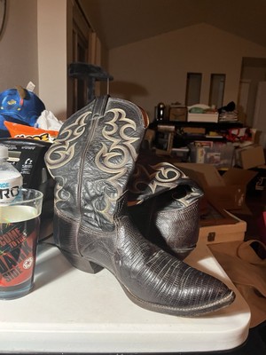 Vintage Nocona Men’s Western Boots 1536 Cowboy Snake Skin Flame Stitch 11-1/2 D Vintage Nocona Snake Skin Cowboy Boots Python Women main image 3