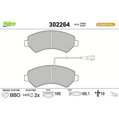 1X Bremsbelagsatz, Scheibenbremse Valeo 302264 Passend FüR CitroËN Fiat Opel-image