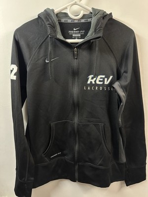 Nike Therma Fit Hoodie Rev Lacrosse Sweatshirt Women s Medium Black Gray
