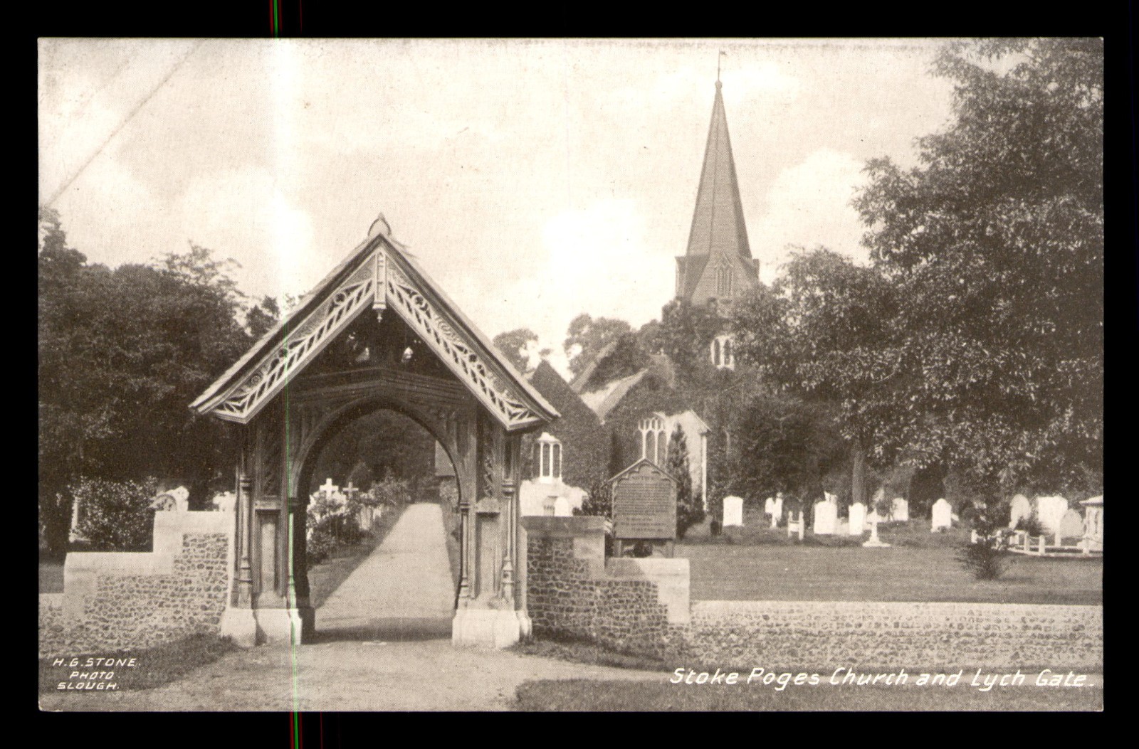 Stoke Poges Church And Lynch Gate England Black & White UNP Postcard