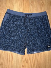 Quicksilver Floral Patterned Board Shorts Blue Size XL