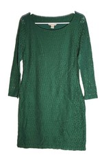 Banana Republic Women's Long Sleeve Green Lace Lined Dress-Size 6