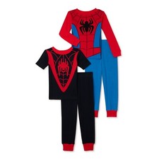 Marvel Spiderman 4PC Long Short Sleeve Tight Fit Costume Pajama Set Boy Size 5T