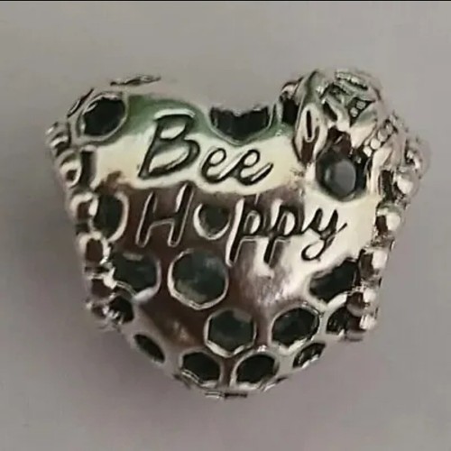 Genuine PANDORA Bee Happy Honeycomb Heart Charm Retired 798769C00