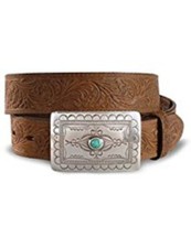 Tony Lama Women's Navajo Spirit Embossed Leather Belt Aged Bark C50189