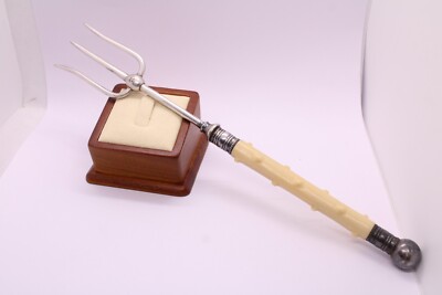 Antike silberne Brot Fleischgabel - 22,5 cm