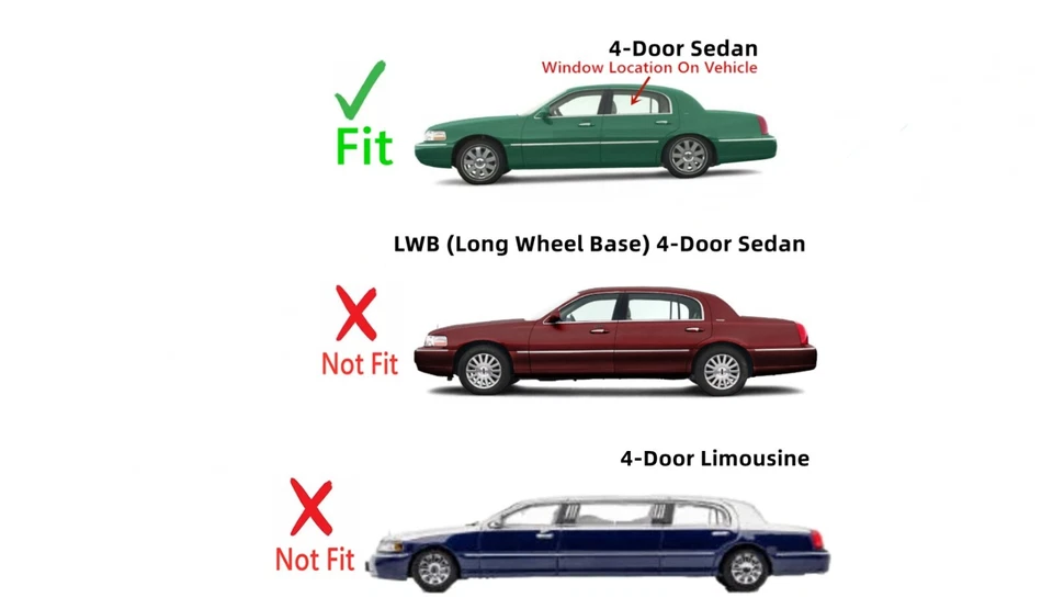 Fits 1998-2011 Lincoln Town Car 4D Sedan Driver Side Left Rear Door Window Glass Foto 2 de 3