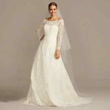 Simple Wedding Dresses A-Line Bridal Gowns Lace Appliques Tulle Sequin Train