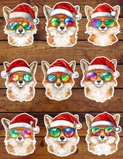 Christmas Party Fox Die Cut Vinyl Stickers Set Scrapbooking Laptop Waterbottle