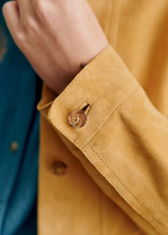 Yellow Leather Jacket Women Pure Suede Casual Size XS S M L XL XXL Custom Made - Image 3 of 4