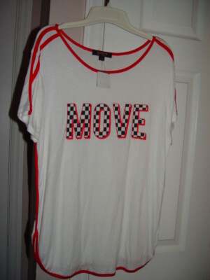 Queen Bees White Top With Red Trim  Move Size XL