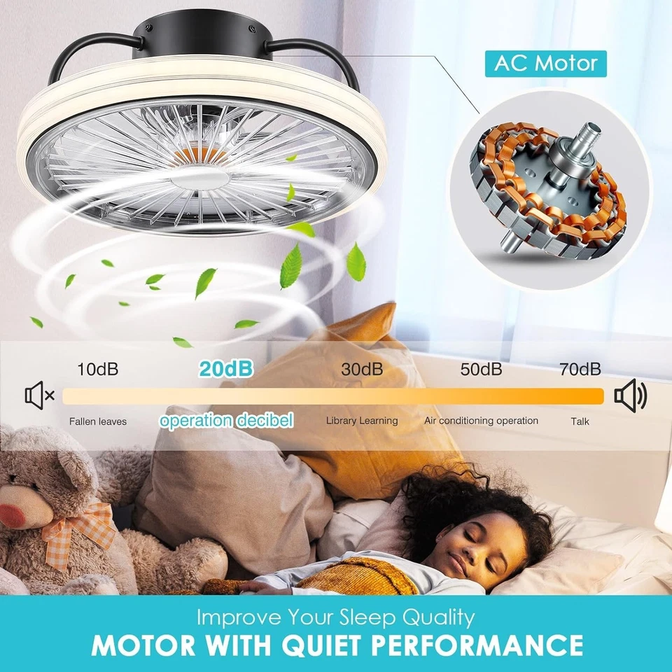 Quiet Copper Motor Ceiling Fan with Adjustable RGB Lighting and Timer Function - Image 4 of 4