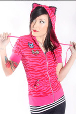 Jessica Louise Pink Tiger Stripe Ears Hoodie
