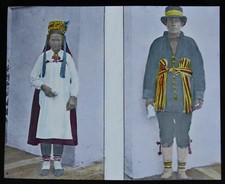 Glass Magic Lantern Slide Russia & Russians Local Clothing Colour Tinted