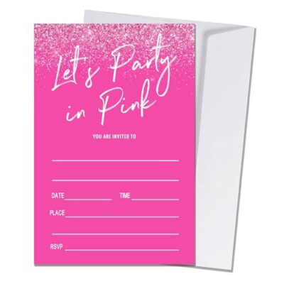 Lets Party in Pink Birthday Invitation Birthday Party Invitations for Girls P...
