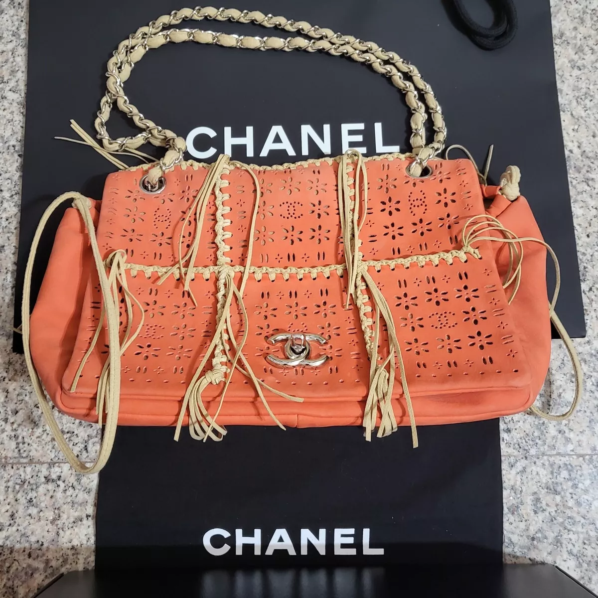 orange chanel flap bag medium