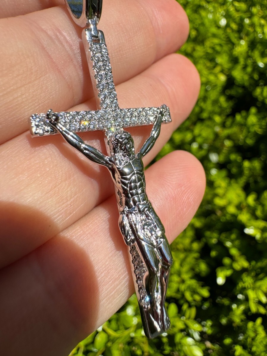 Real Iced Hip Hop Jesus On Cross Pendant - Real 925 Silver 2