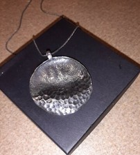 Silpada N1496 Hammered Oxidized Textured Disc Medallion Pendant Necklace .925